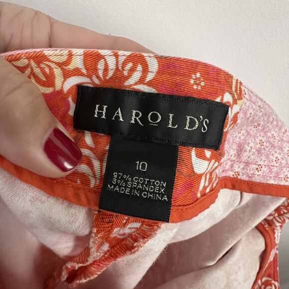 Harolds Pants 10 Orange Pink Patchwork Side Zip 30 x 25 Crop Boho Straight Party - Picture 8 of 8